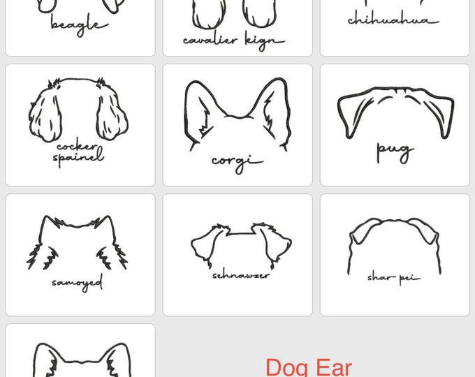Dog Ear Embroidery Design Bundle - 10 Dogs Embroidery Design Bundle