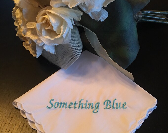Ready To Ship- Something Blue Wedding Handkerchief by Wedding Tokens- Bride Something Blue
