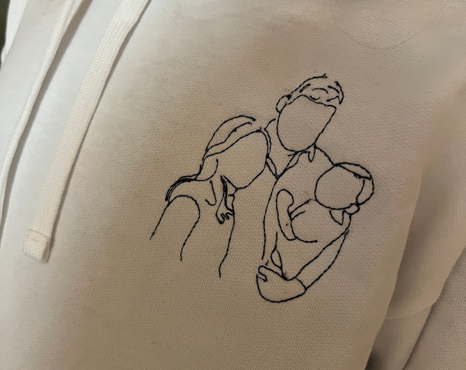 EMBROIDERED Sweater | Custom Portrait From photo, Outline Photo Sweatshirt, TShirt,Custom Photo