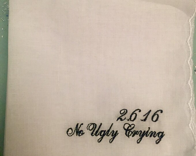 No ugly crying™ wedding handkerchief with a date set of 8 Sale