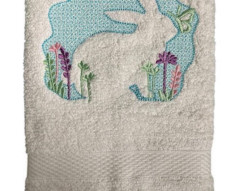 Easter Towel Embroidered - Custom Made - Bunny Towel