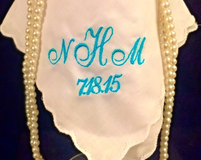 Bridesmaid Gift Monogrammed handkerchief~wedding