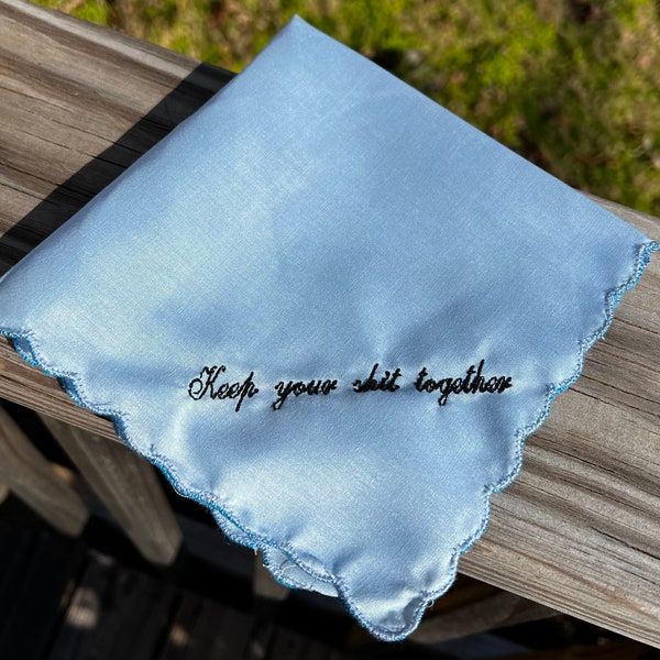Something Blue Wedding Handkerchief- Keep Your Shit Together by Wedding Tokens- Bride Gift