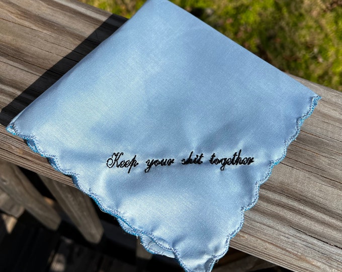 Something Blue Wedding Handkerchief- Keep Your Shit Together by Wedding Tokens- Bride Gift