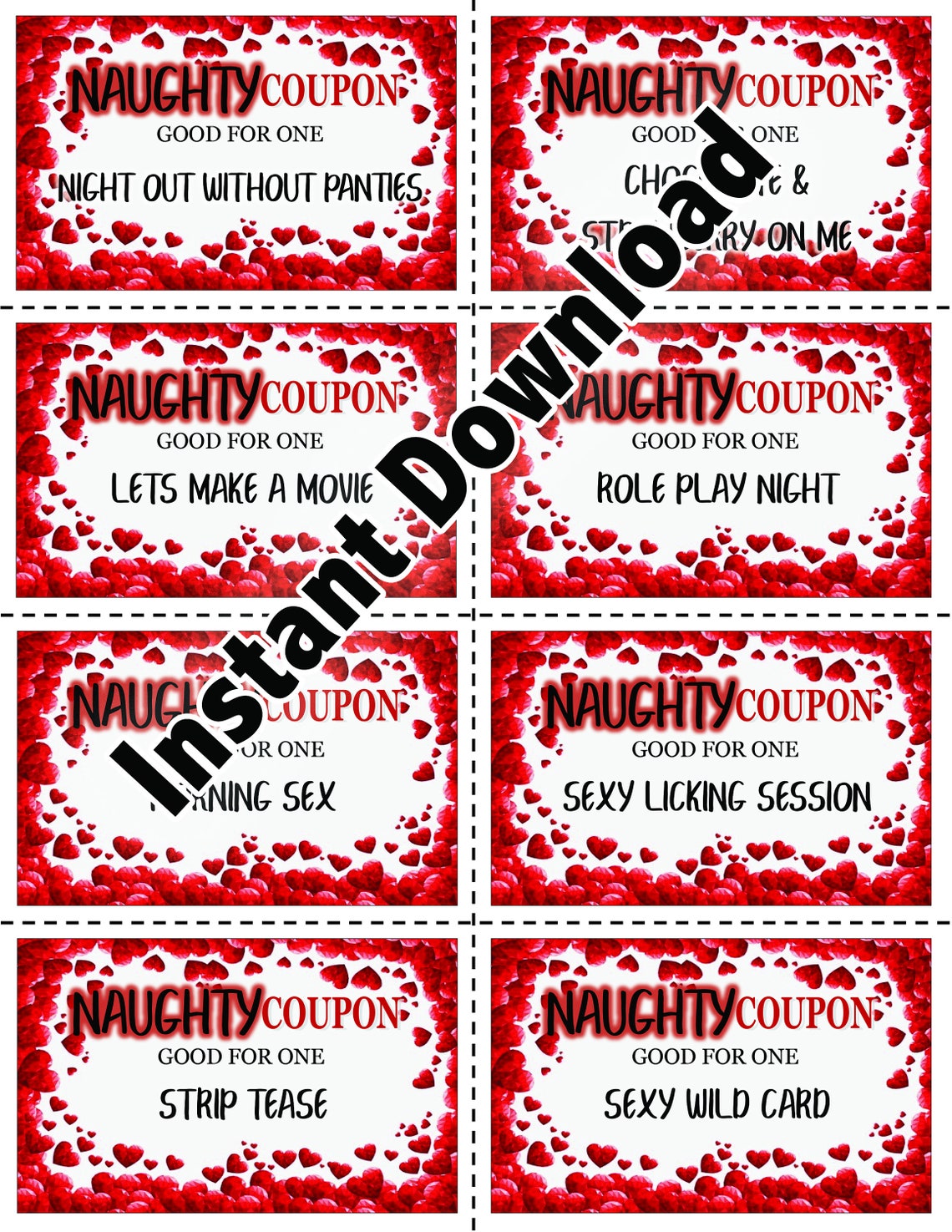 Printable Naughty Love Coupons Perfect Valentine's Gift | Etsy