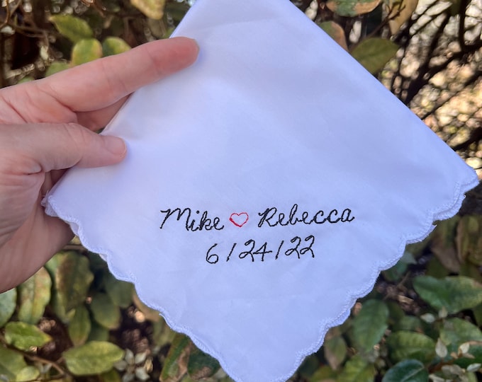 Personalized Wedding Handkerchief - Wedding Gift