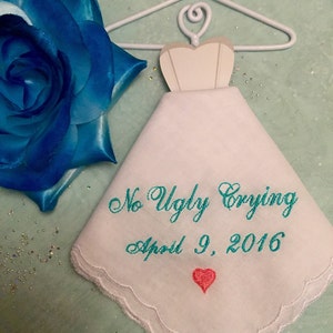 No ugly crying wedding handkerchief with an added date image 1