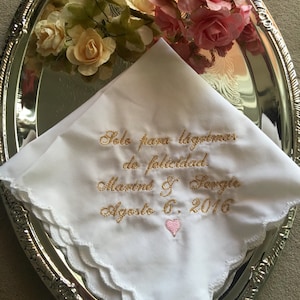 Pañuelo de boda español personalizado por fichas de boda