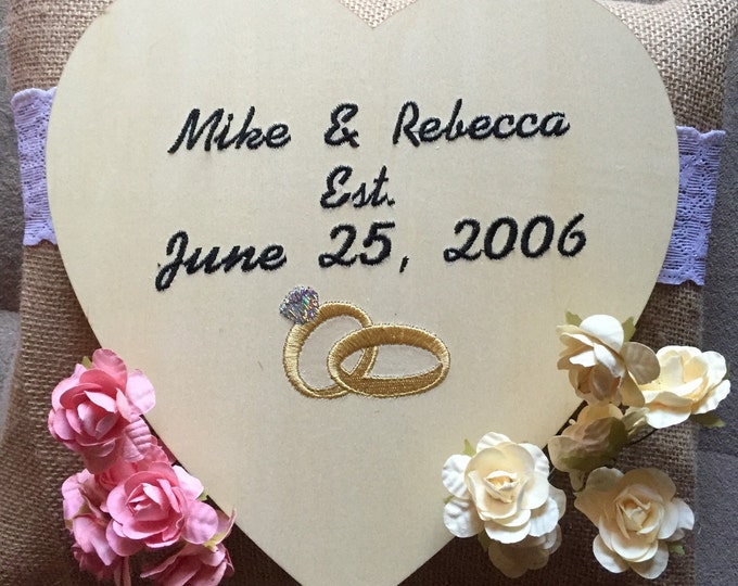 Personalized wooden signs - great wedding gifts- keepsakes- embroidered signs