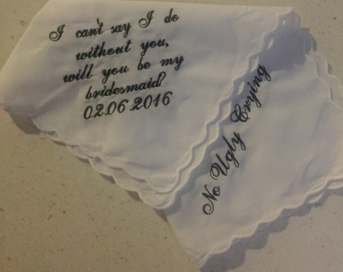 Bridesmaid handkerchief 9 bridesmaid 1 MOH. Custom listing