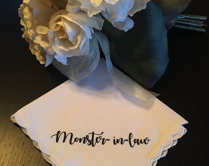Ready To Ship- Monster In Law Wedding Handkerchief by Wedding Tokens