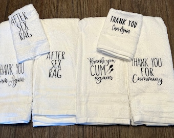 Thank You C*m Again Wash Rag- C*m Towel- Anniversary Gift, Gift For Him, Funny Gift, Several Designs, Valentines Gift- Cotton Anniversary