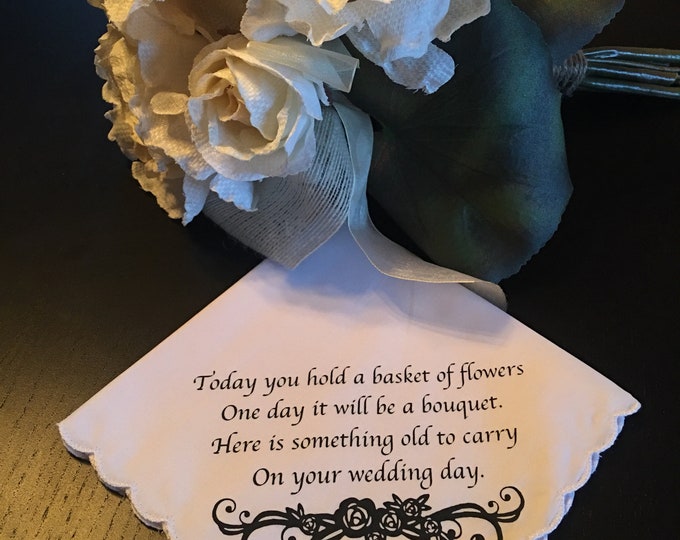 Ready To Ship- Flower Girl Wedding Handkerchief by Wedding Tokens