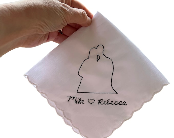 Photo Silhouette Embroidered Handkerchief - Silhouette From Any Photo