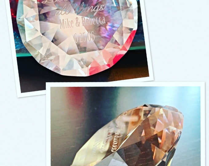 Personalized Engraved Diamond Paper Weight by Wedding Tokens