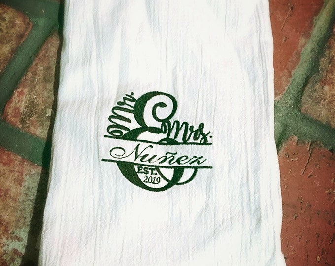 Personalized Kitchen Towel by Wedding Tokens- Embroidered with any design- Perfect Wedding Gift