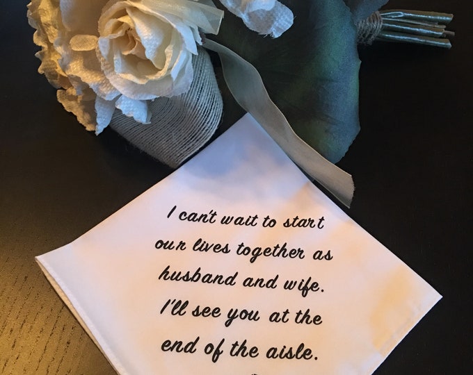 Ready To Ship- Groom Handkerchief by Wedding Tokens- Groom Gift From Bride