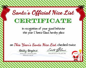 Nice List INSTANT DOWNLOAD