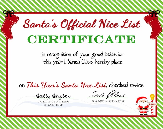 Nice List INSTANT DOWNLOAD