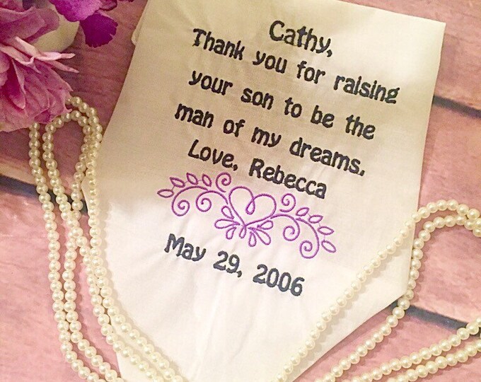 Mother of the bride and groom wedding handkerchief set custom listing