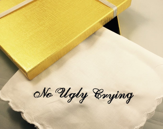 Perfect Bridesmaid Gift Set of 8 No Ugly Crying Handkerchief  Scallopped edge your choice of color.