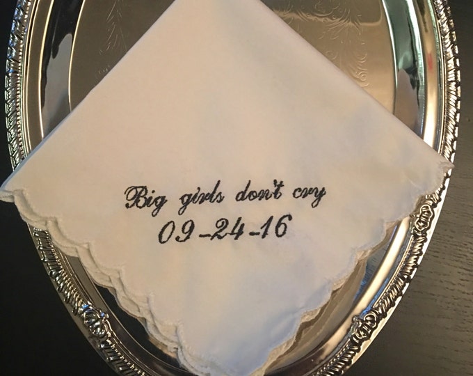 Big Girls Dont Cry Wedding Handkerchief by Wedding Tokens