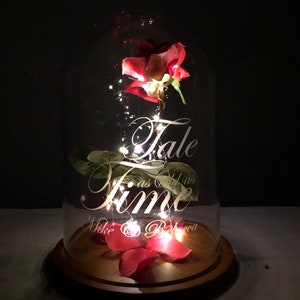 Forever Rose Centerpiece Belle Jar by Wedding Tokens- Custom Engraved