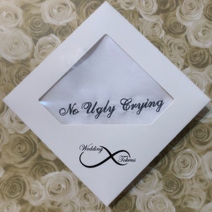 No Ugly Crying Wedding Handkerchief With Included Gift Box by Wedding Tokens- Your Choice of Thread Color Sale