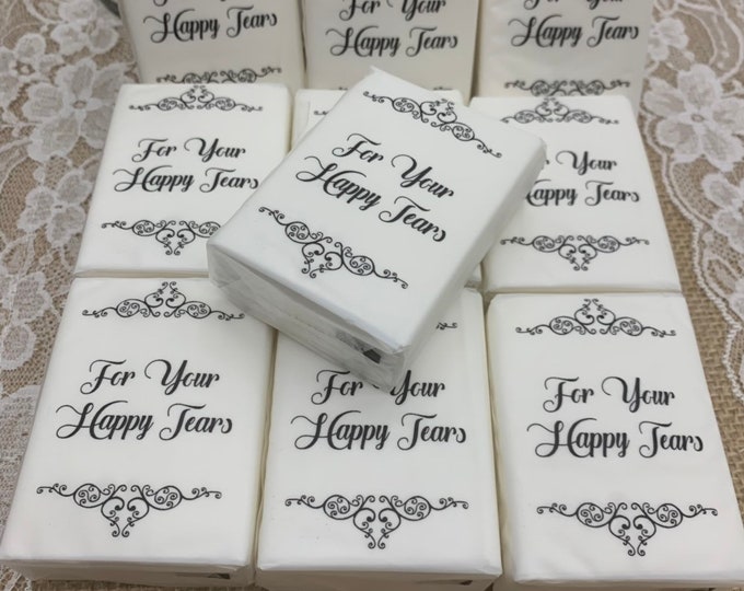 Tiny Tissue Packets- Set of 10- Your Choice of Design by Wedding Tokens