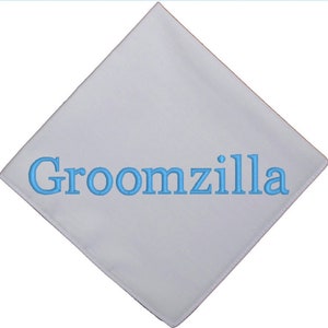 Pañuelo de boda Groomzilla bordado por fichas de boda- Regalo de novio divertido- Recuerdo de boda