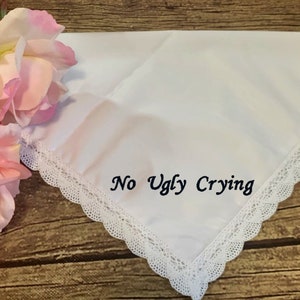 No Ugly Crying Lace Handkerchief 100% Bamboo- Very Soft- Your Choice of Thread Color