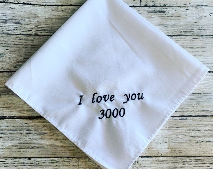 Wedding Handkerchief I Love You 3000 by Wedding Tokens- Groom Gift, Bride Gift