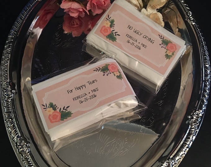 Personalized Tissue Packets, No Ugly Crying, Happy Tears by Wedding Tokens Sale