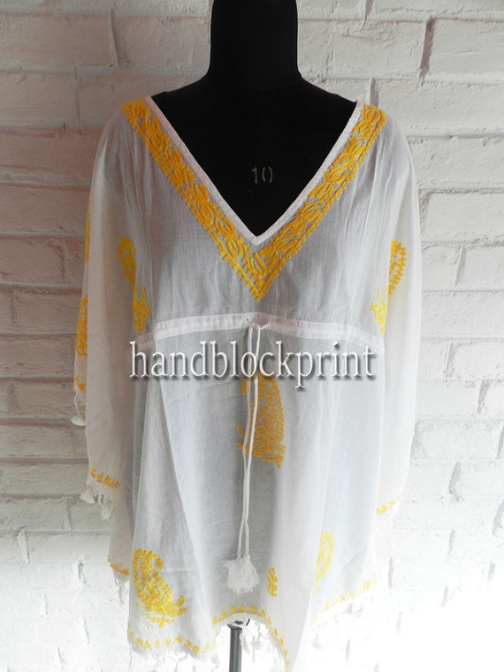embroidered cotton kaftan