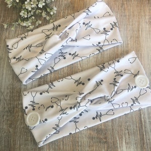 Nurse Stethoscope Twisted Headband with Buttons, Heartbeat Turban Headband, Residency Cardiology Gift for her, Med Student Gift, ER Nurse