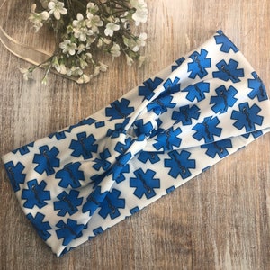 Paramedic Star of Life Twisted Turban Headband, EMT First Responder 911 Dispatcher Headband, Medical Field Worker, Nurse Gifts for Her