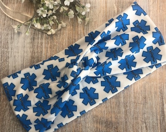 Star of Life Twisted Headband, Paramedic EMT Nurse Gift