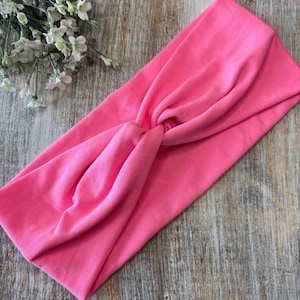 Bubble Gum Pink Solid Headband, Yoga Running Headband, Twisted Turban Headband, Top Knot Women’s Headband, Boho Headband, Healthcare Worker