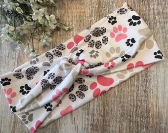 Paw Print Twist Headband, Dog Cat Animal Lover Gift