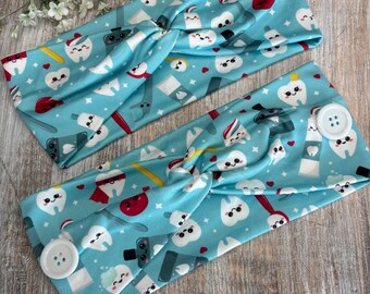 Dental Turban Headband with Buttons, Dentist Hygienist Gift
