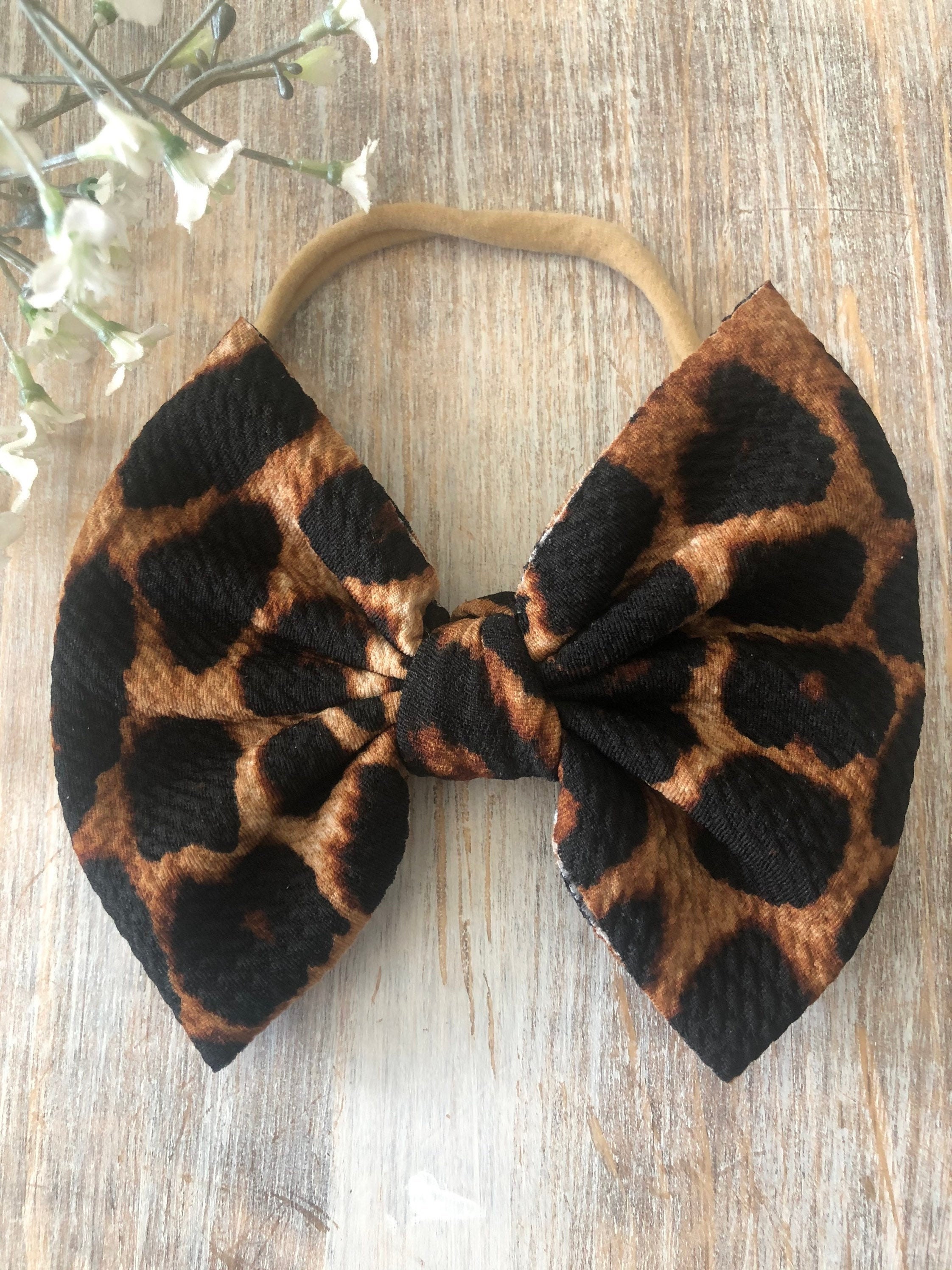 Leopard Stretchy Headwrap Baby Big Bow Headwrap Leopard Etsy