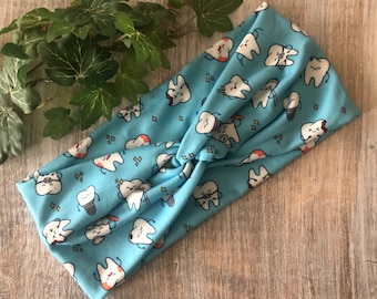 Dental Hygienist Headband with Buttons, Women's Twist Headband