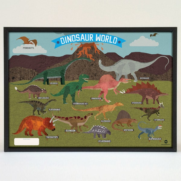 Buy one get one free! Children's Illustrated Dinosaur poster - Kid's bedroom - Kid's art - Gifts for Kids - Ready to Ship