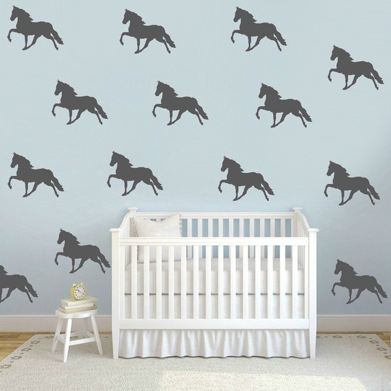 Horse Wall Decals Faux Wallpaper Equestrian Room Theme Removable Decal