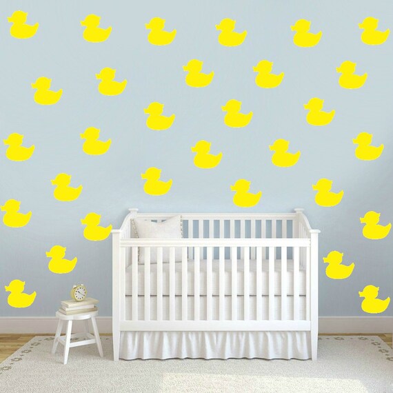 Rubber Duckie Wall Decals Faux Wallpaper Duck Woodland Room Theme Removable Decal