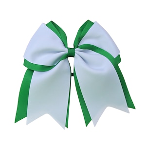6 inch white green cheer bow, hair bow,school bow,spirit bow,kids gift White-Green