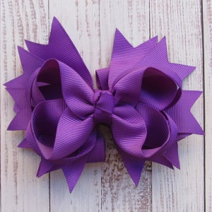 5.5 inch Green Hair Bow,boutique bows,stack bow,kids gift,christmas gift,birthday gift,custom bow Purple