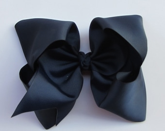Navy color hair bow, christmas gift, girls hair bows, large hair bows,birthday gift, boutique bows