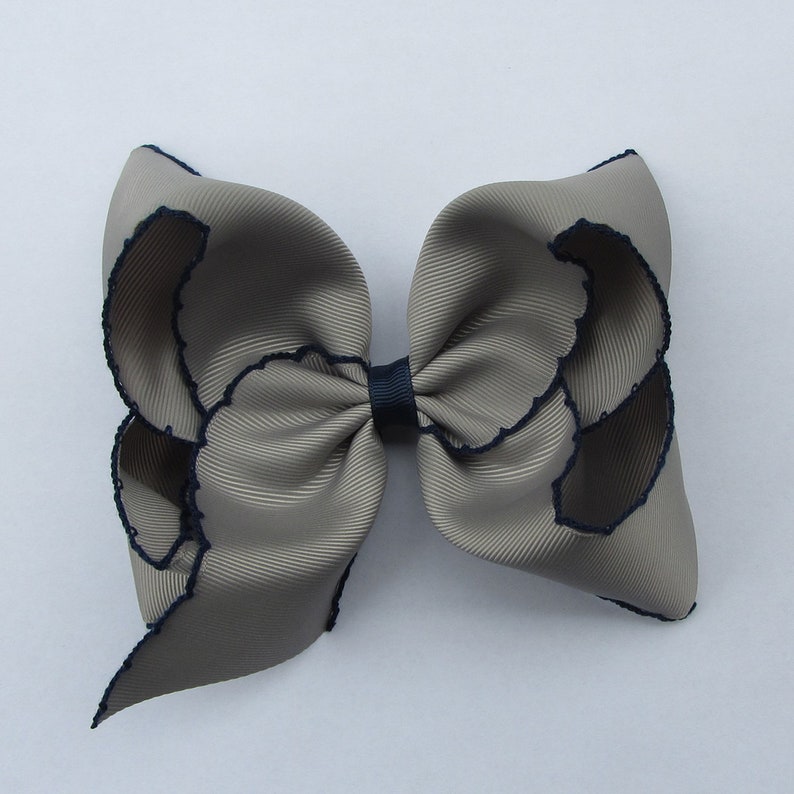 5 inch light blue navy Moonstitch Hair Bow , hair bow,Moonstitch ribbon,sewing ribbonbirthday gift, kids gift,christmas gift 5