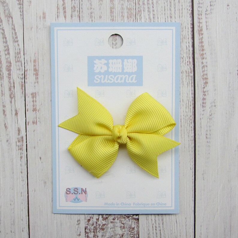 2.5 inch yellow plain hair bows, birthday gift bow,christmas bow image 1